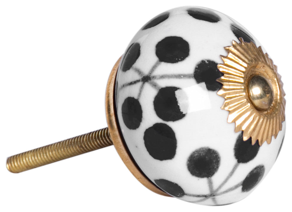 Knob-It Vintage Handpainted Ceramic Knobs, Set of 12, Cream/Burgundy/Yellow