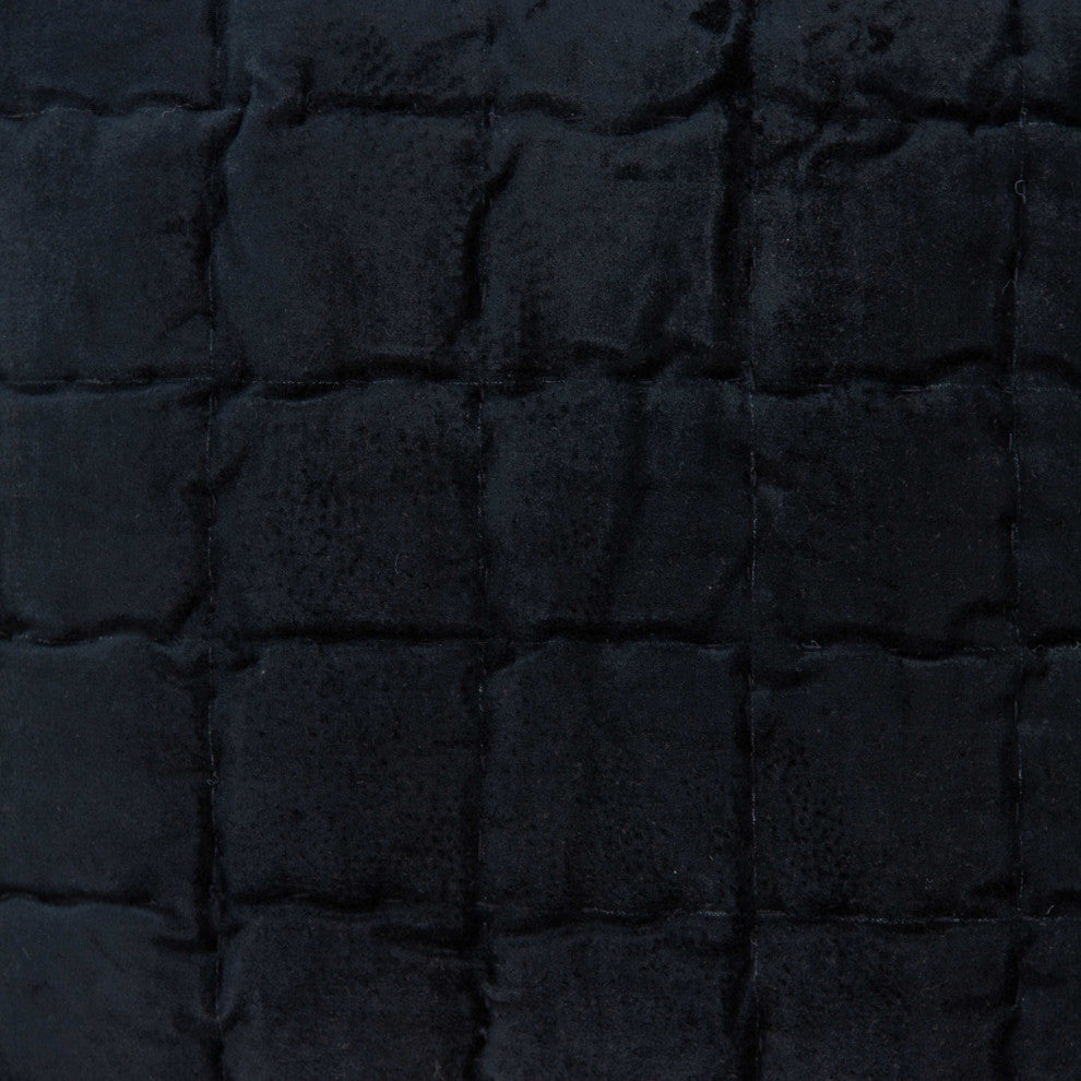 HomeRoots 20" x 0.5" x 20" Transitional Black Solid Quilted Pillow Cover