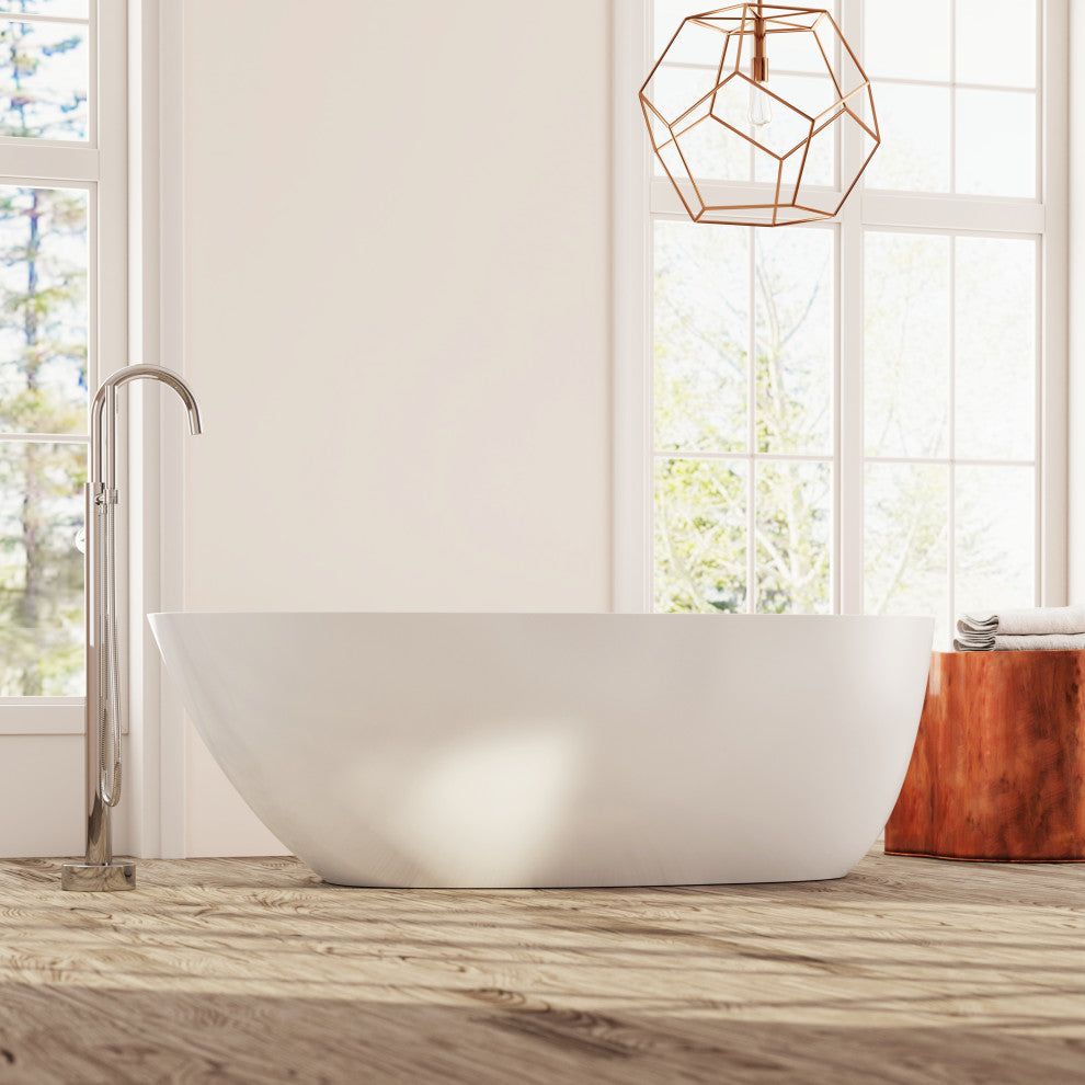 Perlato Mandia 67" Eco-Lapistone Freestanding Soaker Tub, White