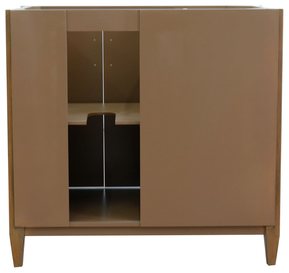 37" Single Vanity, Walnut Finish With White Engineered Stone Top
