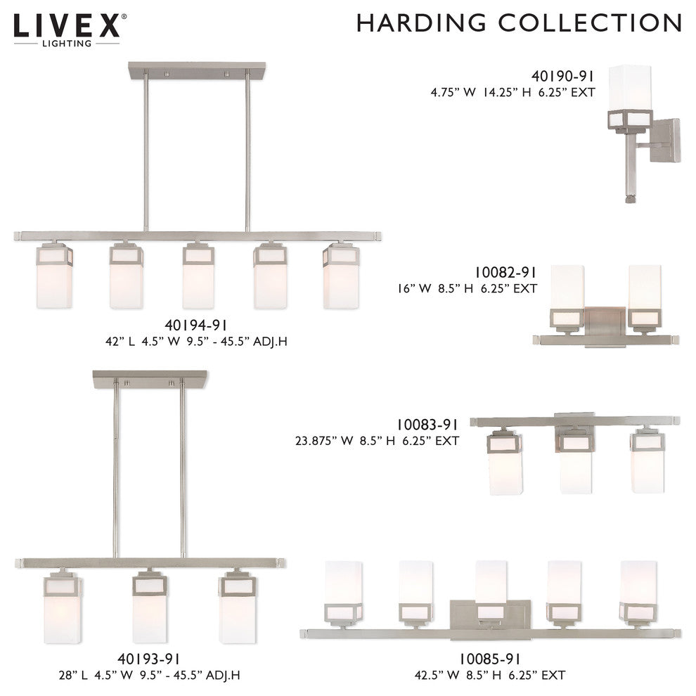 Livex Lighting Harding Brushed Nickel Light Linear Chandelier
