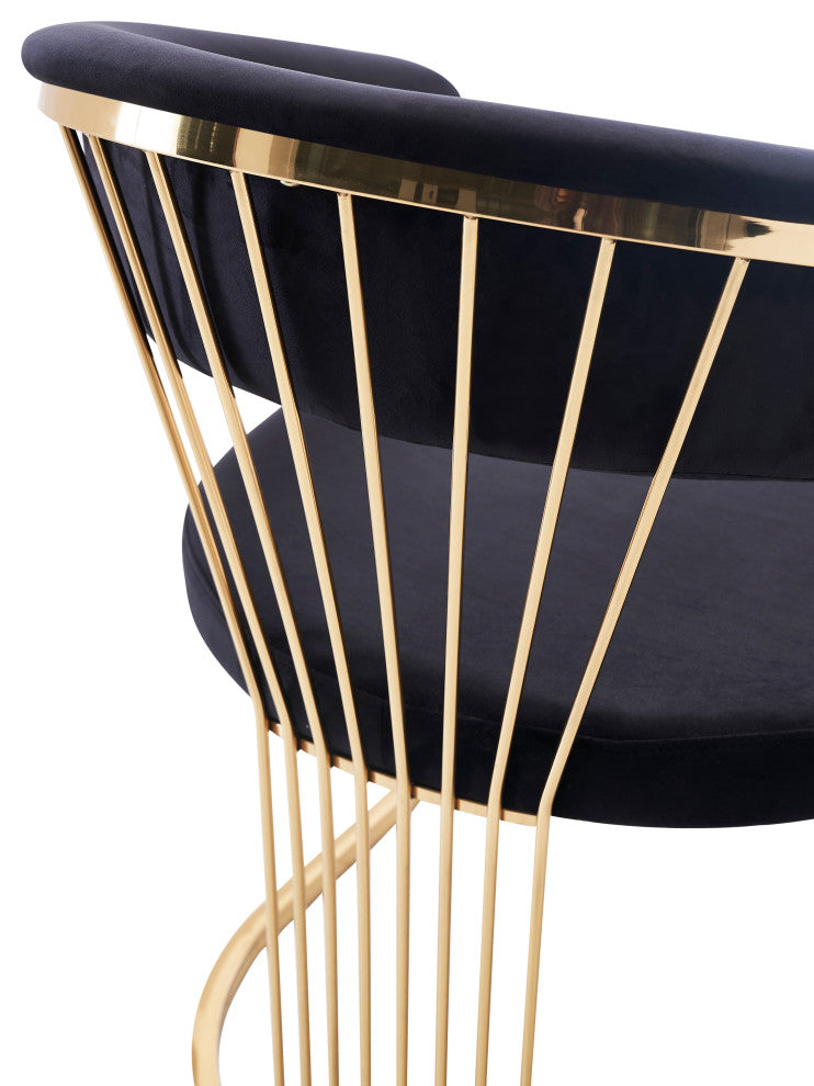 Modrest Linda, Modern Black Velvet and Gold Dining Chair