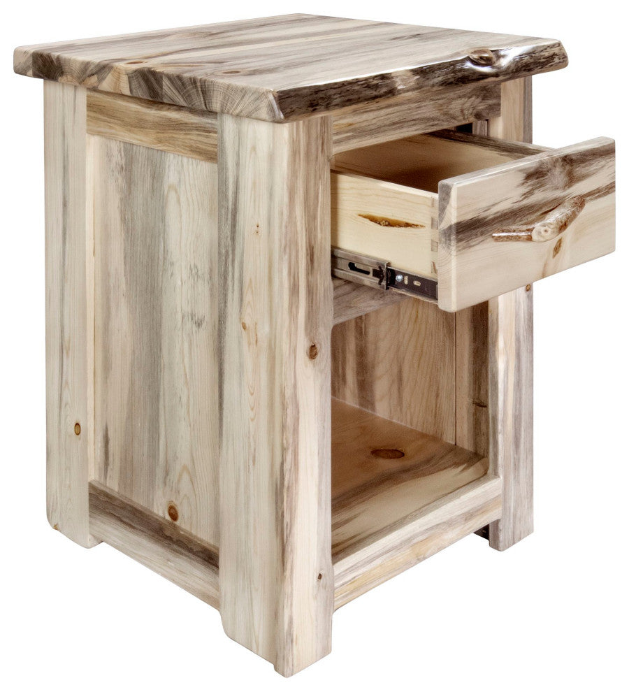 Big Sky Collection Live Edge, One Drawer Nightstand, Natural, 25"H