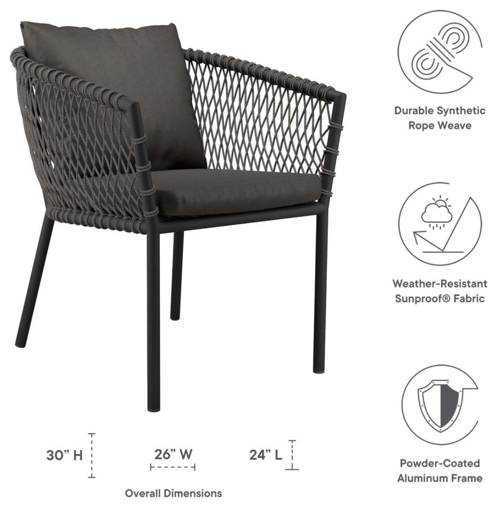Lounge Chair Armchair, Dark Gray, Outdoor Patio Garden