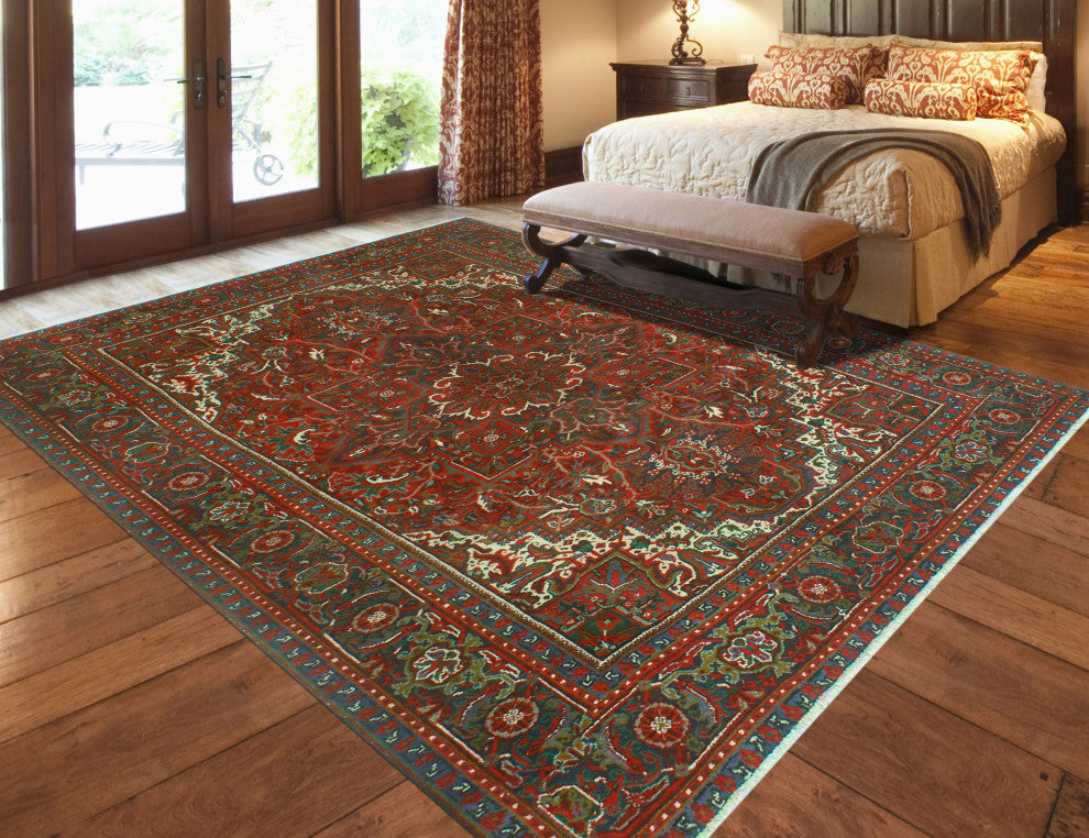 Vintage Heriz NursuLight a Red/Navy Rug, 6'11x9'11