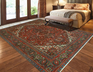 Vintage Heriz NursuLight a Red/Navy Rug, 6'11x9'11