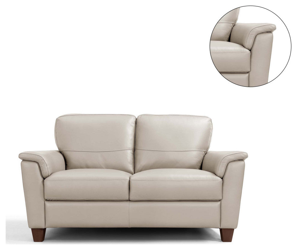 62"L Leather Upholstery Loveseat, Beige