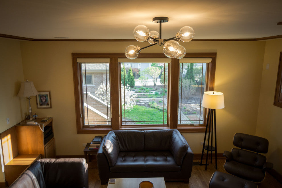 Orbit 20" Semi Flush Ceiling Light Satin Nickel and Oil Rubbed Bronze