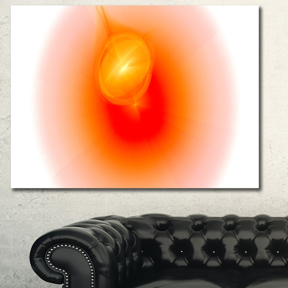 Red Luminous Misty Sphere, Oversized Abstract Canvas Art Print, 60x40
