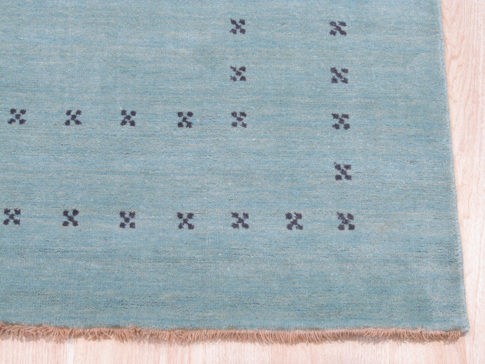 Handmade Wool Blue Transitional Solid Lori Baft Rug, 6'x9'