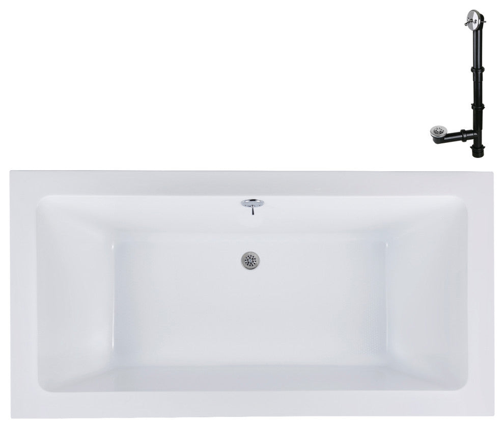 Streamline 60 in. x 32 in. Acrylic Drop-In Bathtub, Polished Chrome