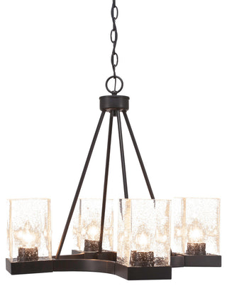 Nouvelle 4-Light Chandelier, Espresso/Square Clear Bubble