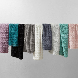 Madison Park Ruched Fur Throw, Aqua