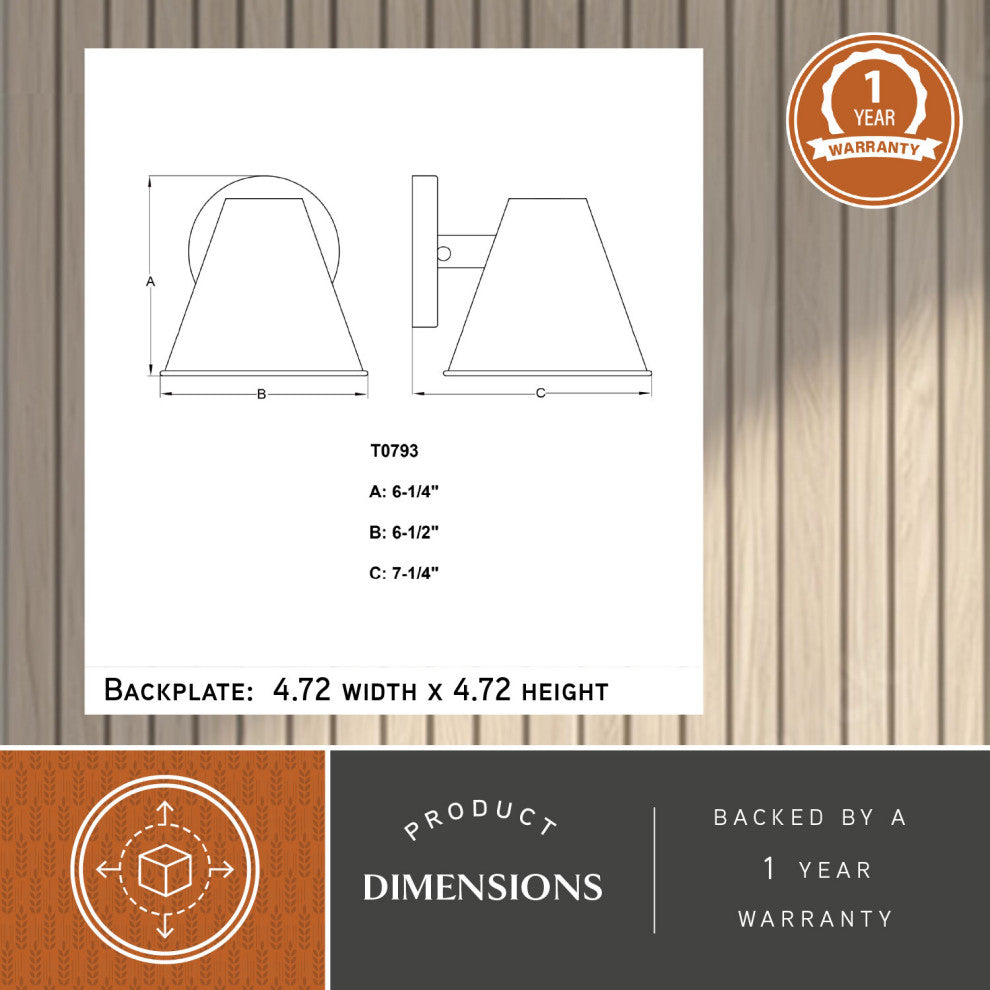 Smith 1-Light Modern Indoor/Outdoor Wall Sconce, Gold, 6.5"wx6.25"hx7.25"d