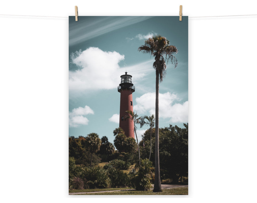 Jupiter Lighthouse Colorized Coastal Landscape Photo Unframed Wall Art Print, 18" X 24"
