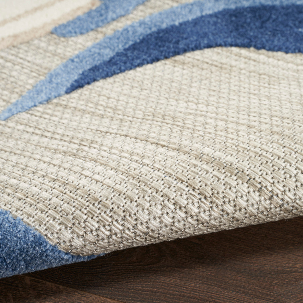 Nourison Aloha 7'10" Round Blue Grey Contemporary Area Rug