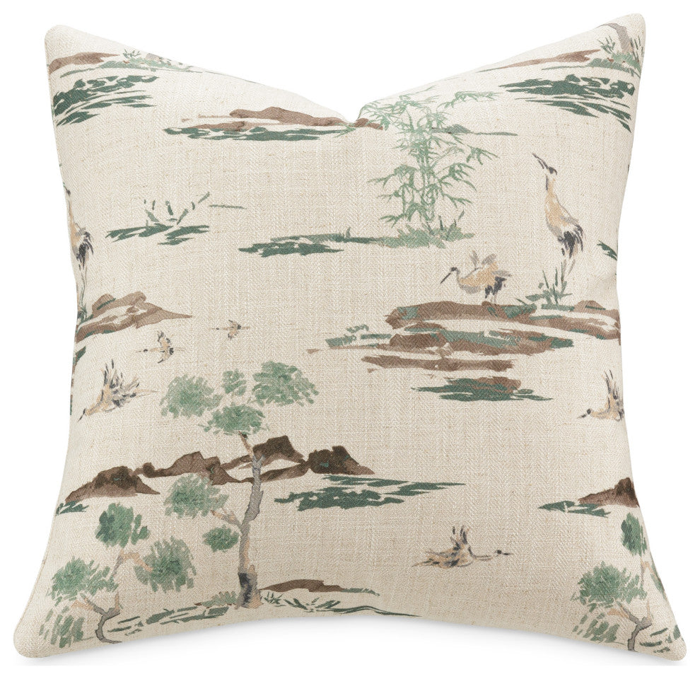 Eden Akari 22" Square Pillow, Set of 2, Basil Green