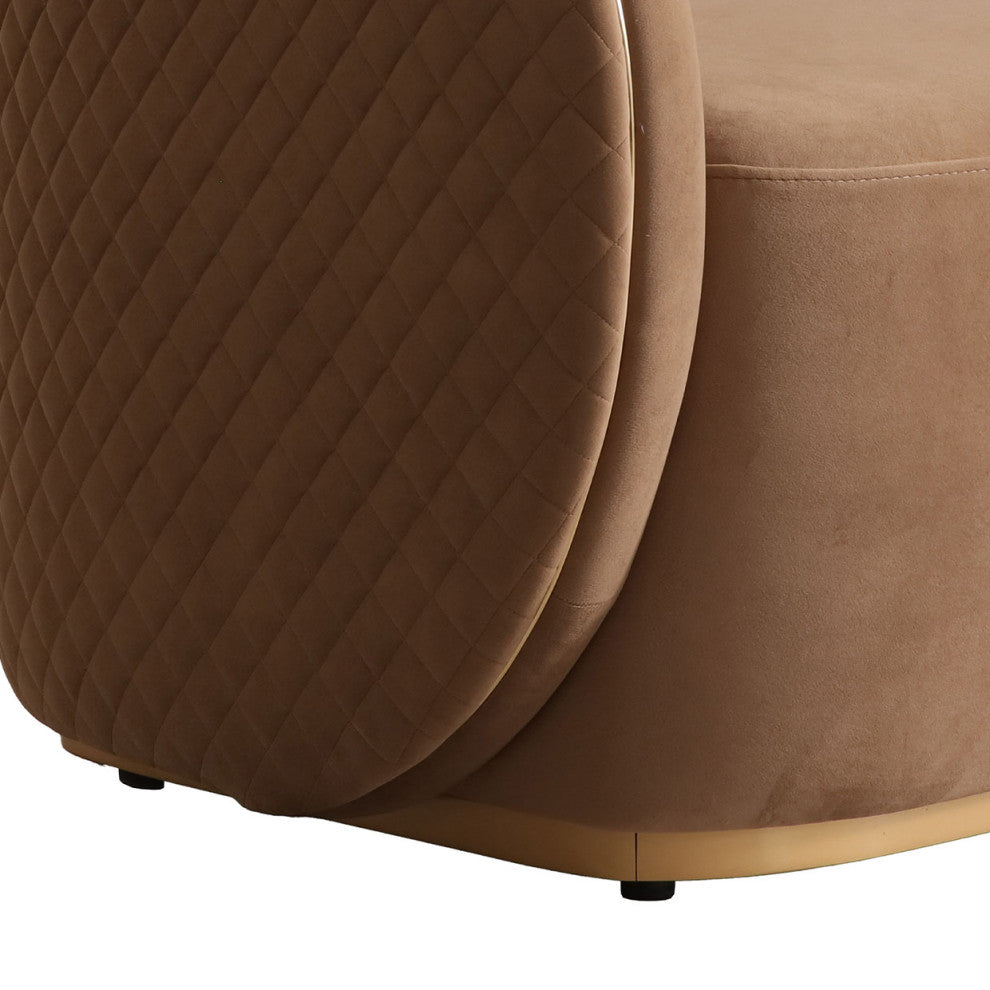 Ariana Velvet Accent Chair, Caramel/Gold