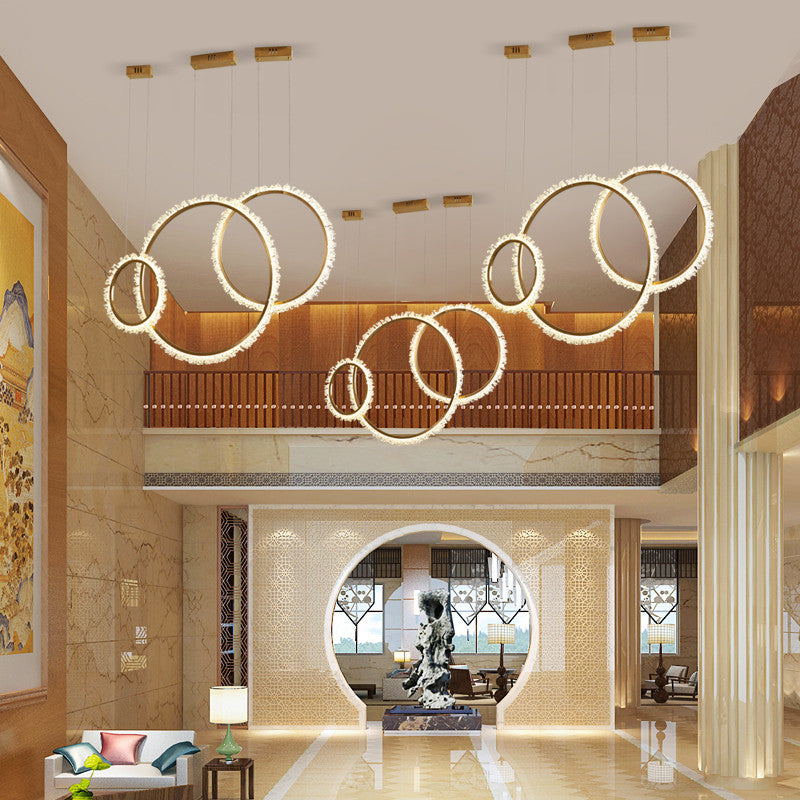 MIRODEMIÂ® Aarau | Crystal Pendant Light in the Shape of Rings, Dia15.7+23.6+31.5", Remote Dimming