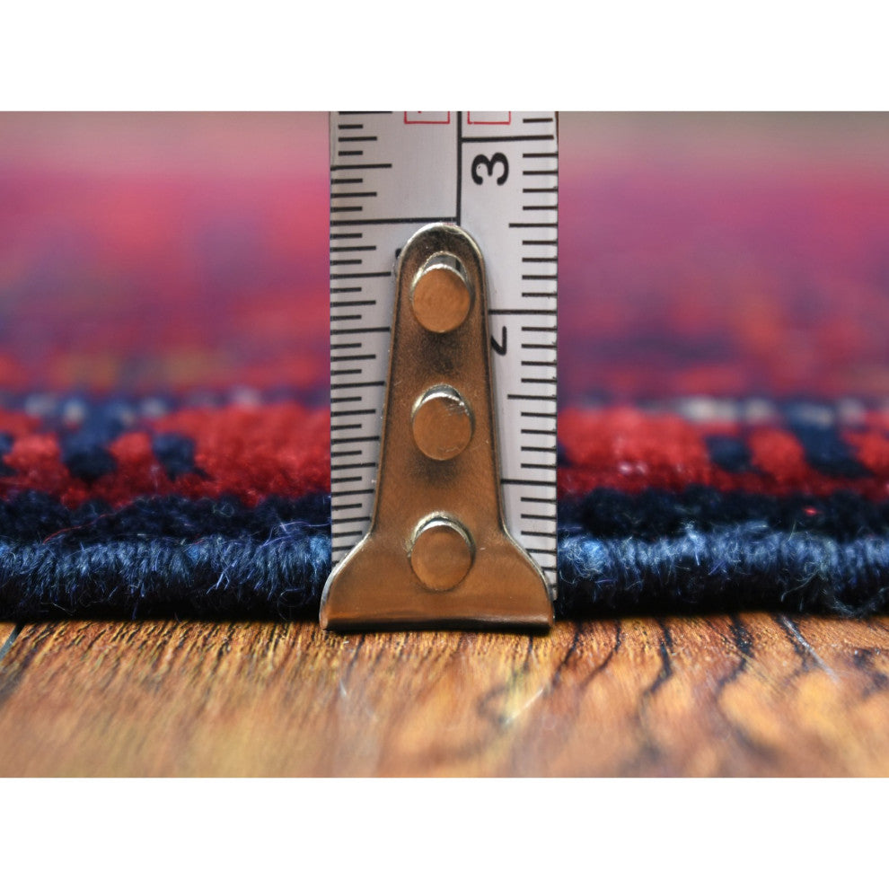 Deep and Saturated Red Velvety Wool Hand Knotted Afghan Khamyab Rug, 3'2"x4'8"