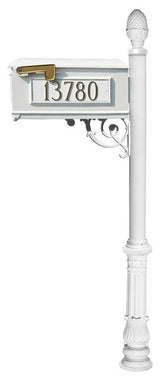 Mailbox Post System-Ornate Base, Pineapple Finial, White