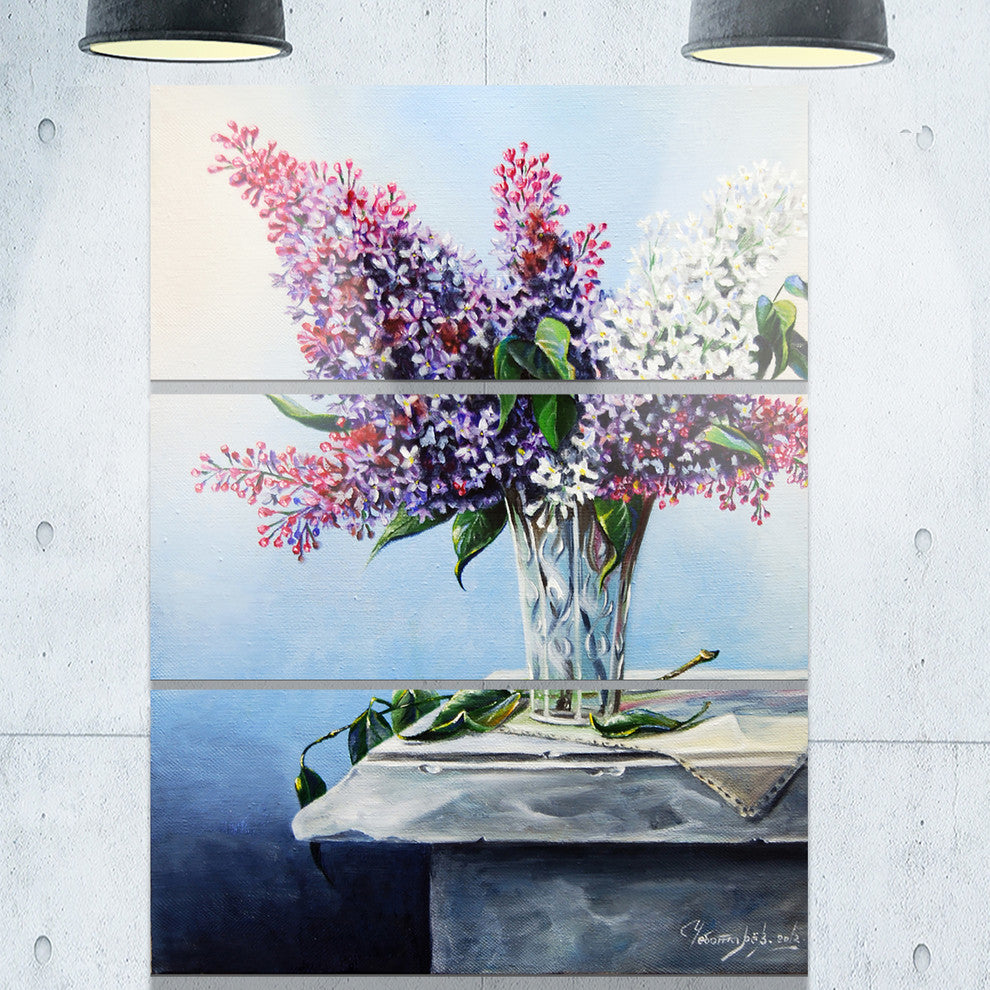 "Lilac Bouquet" Digital Metal Wall Art, 3 Panels, 28"x36"