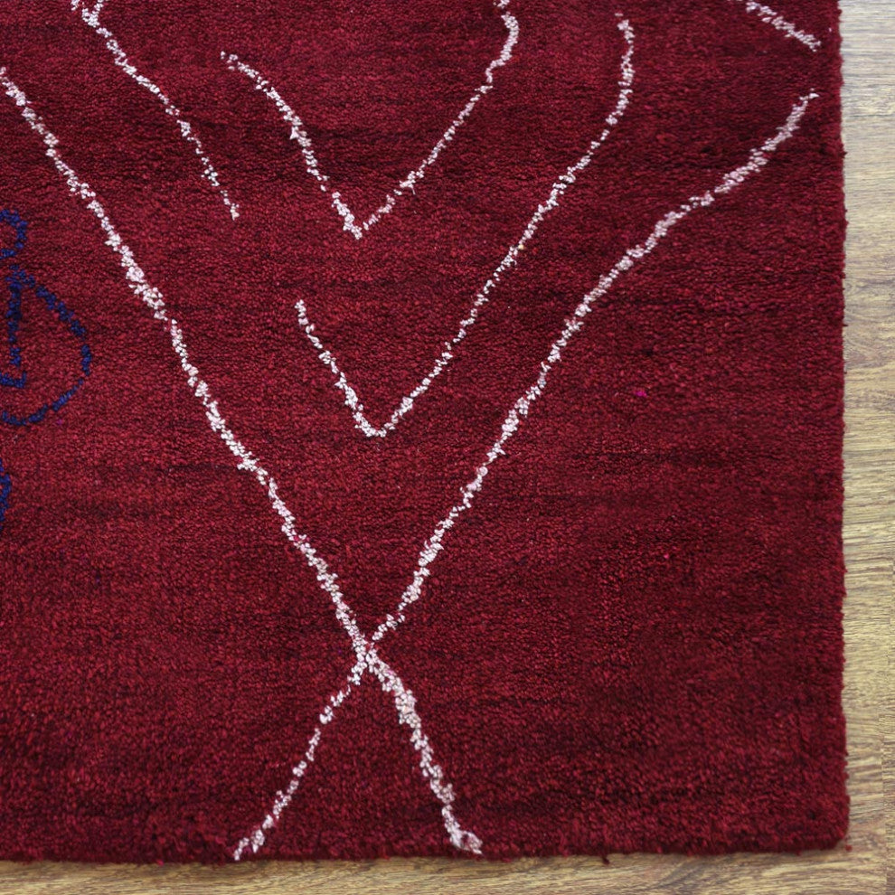 HAND KNOTTED LOOM SILK ECO-FRIENDLY RUGS-5'x8',Rectangle,Red Beige,Contemporary