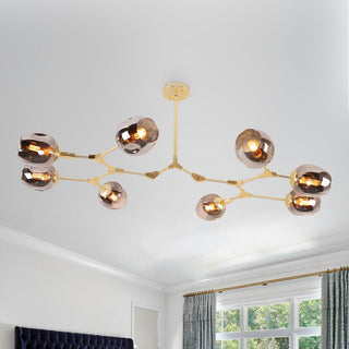CurveCurio 8-Light Adjustable Abstract Chandelier, Charcoal Grey