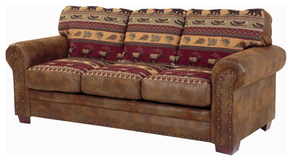 American Furniture Classics Sierra Lodge 88" Microfiber Sleeper Sofa in Brown