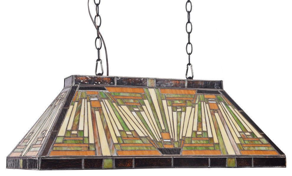 CHLOE-Lighting INNES Mission 3-Light Blackish Bronze Island Pendant 28" Wide