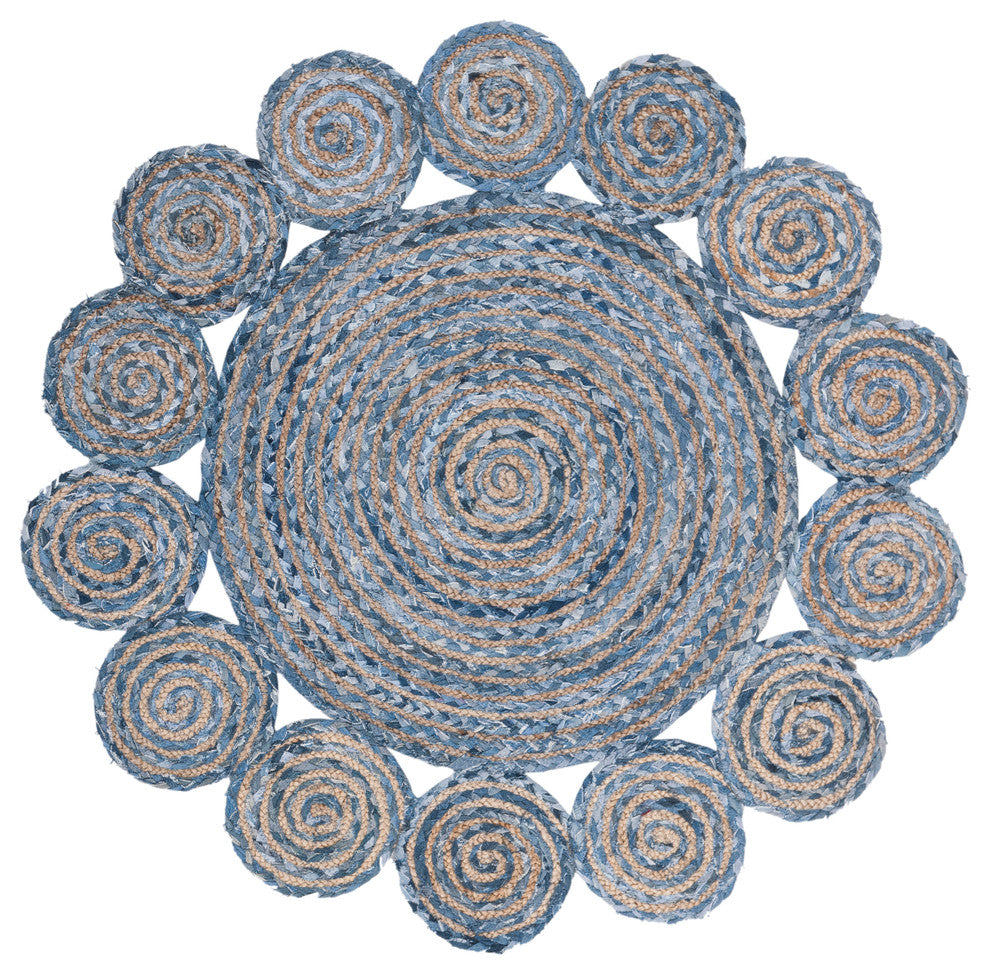 Safavieh Cape Cod Collection CAP211 Rug, Blue/Natural, 4' Round