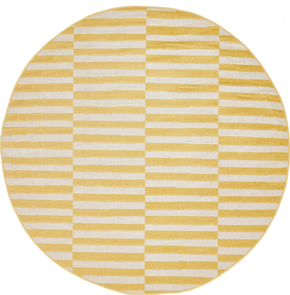Unique Loom Yellow Striped Williamsburg 5' Round Rug