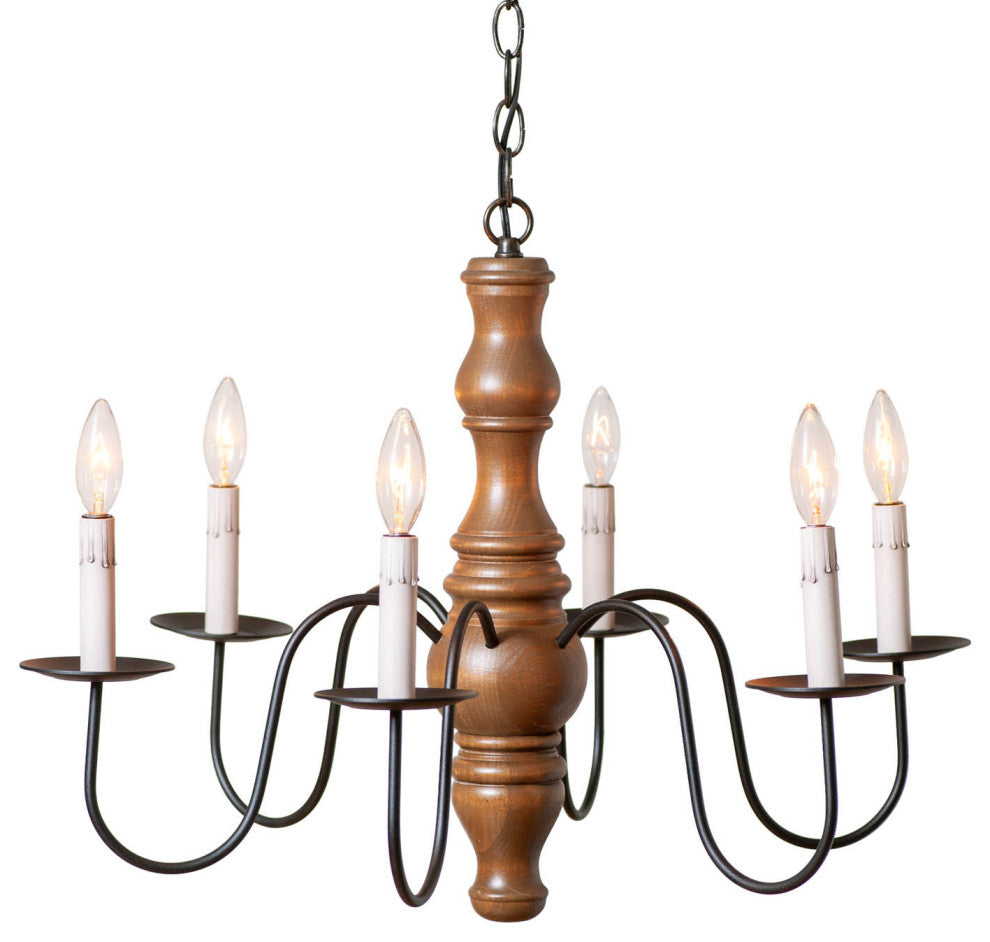 Irvins Country Tinware Gettysburg Chandelier in Rustic Brown - 6 Light