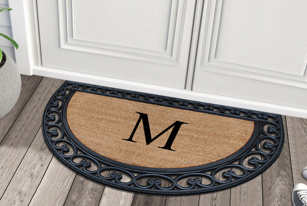 A1HC Half Round 30"x48" Double Door Monogrammed Doormat, M
