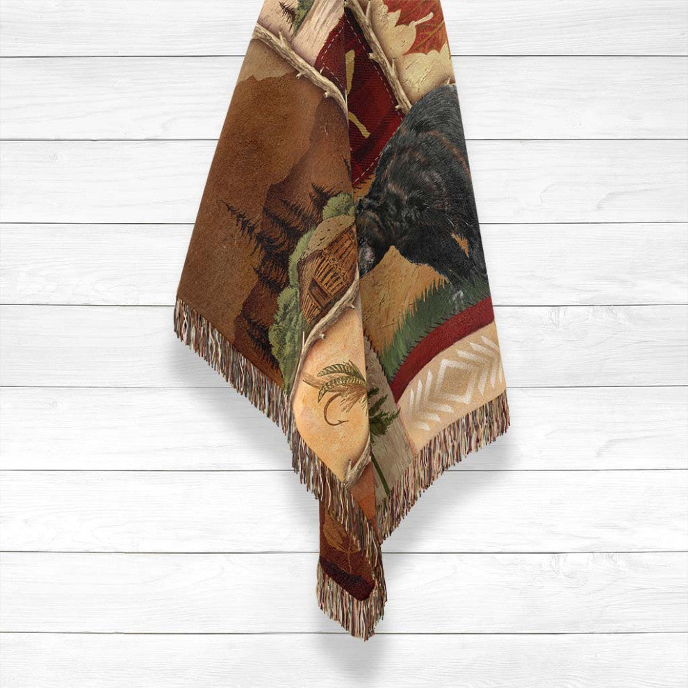 Laural Home Lodge Collage 60" X 80" Woven Throw Blanket