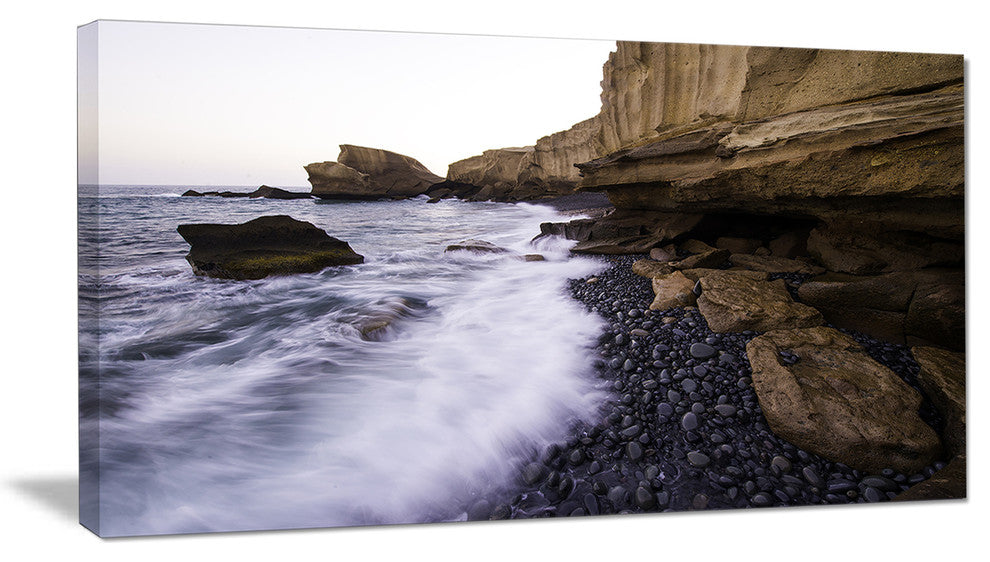 "Rolling Stones at Beach" Seashore Canvas Photo Print, 1 Panel, 60"x28"