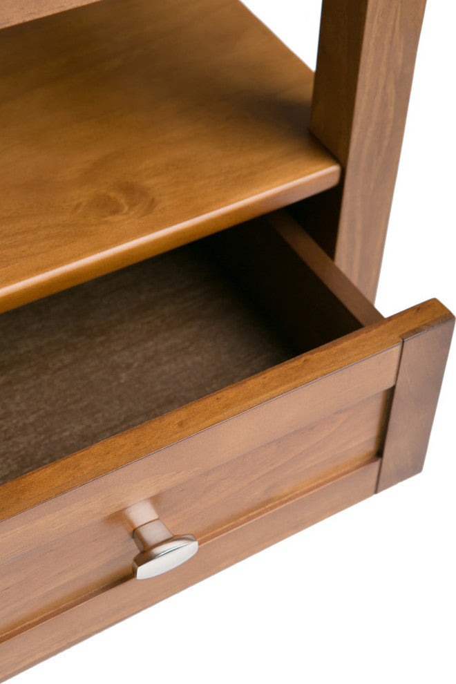 Warm Shaker Solid Wood 20" Rustic End Side Table, Light Golden Brown