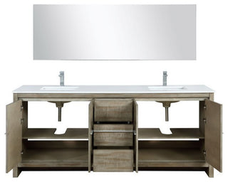 Lafarre Contemporary 80" Rustic Acacia Double Bathroom Vanity Set