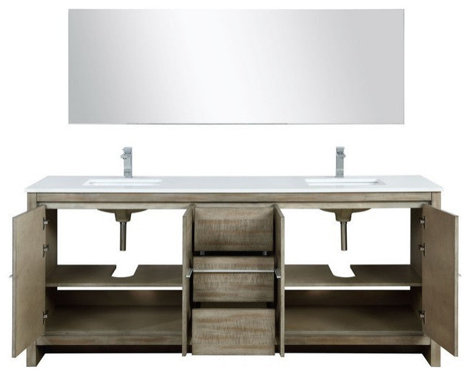 Lafarre Contemporary 80" Rustic Acacia Double Bathroom Vanity Set