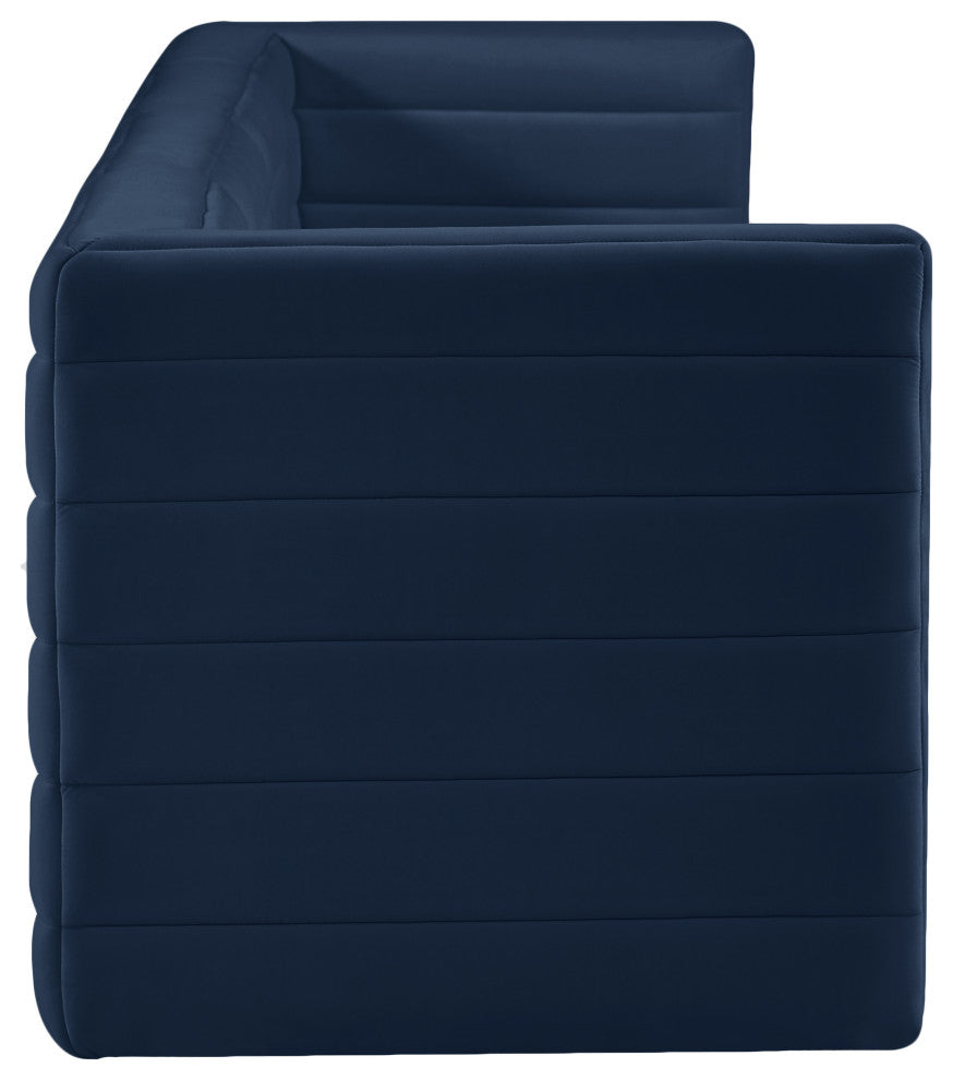 Quincy Velvet Upholstered 4-Piece Modular Sofa, Navy