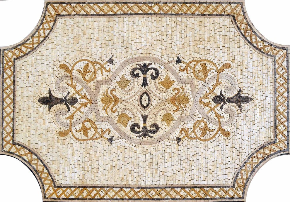 Mosaic Rug Tile, Egret, 52"x36"