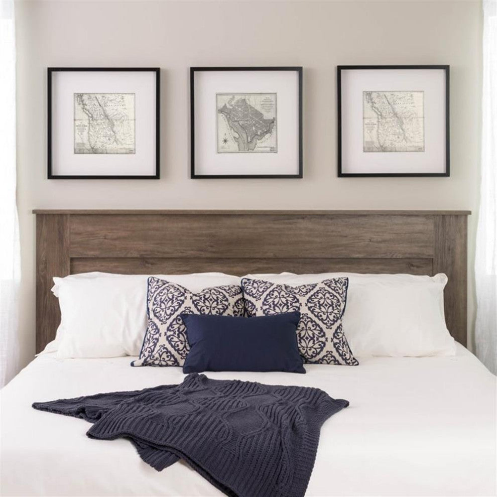 Pemberly Row Traditional Wood King Flat Panel Headboard in Gray