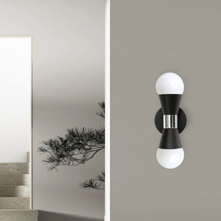 Fortuna Modern Contemporary Wall Sconce, Matte Black With Polished Chrome