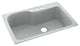 Swan 33x22x10 Solid Surface Kitchen Sink, 3-Hole, Tahiti Gray