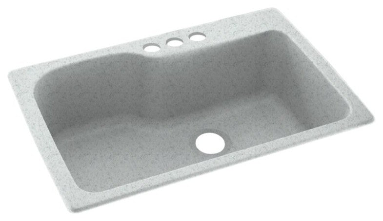 Swan 33x22x10 Solid Surface Kitchen Sink, 3-Hole, Tahiti Gray