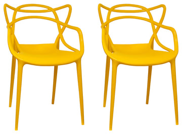 Mod Made Modern Plastic Loop Dining Chair, Set of 2, Yellow