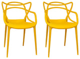 Mod Made Modern Plastic Loop Dining Chair, Set of 2, Yellow