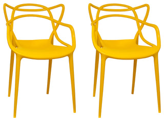 Mod Made Modern Plastic Loop Dining Chair, Set of 2, Yellow