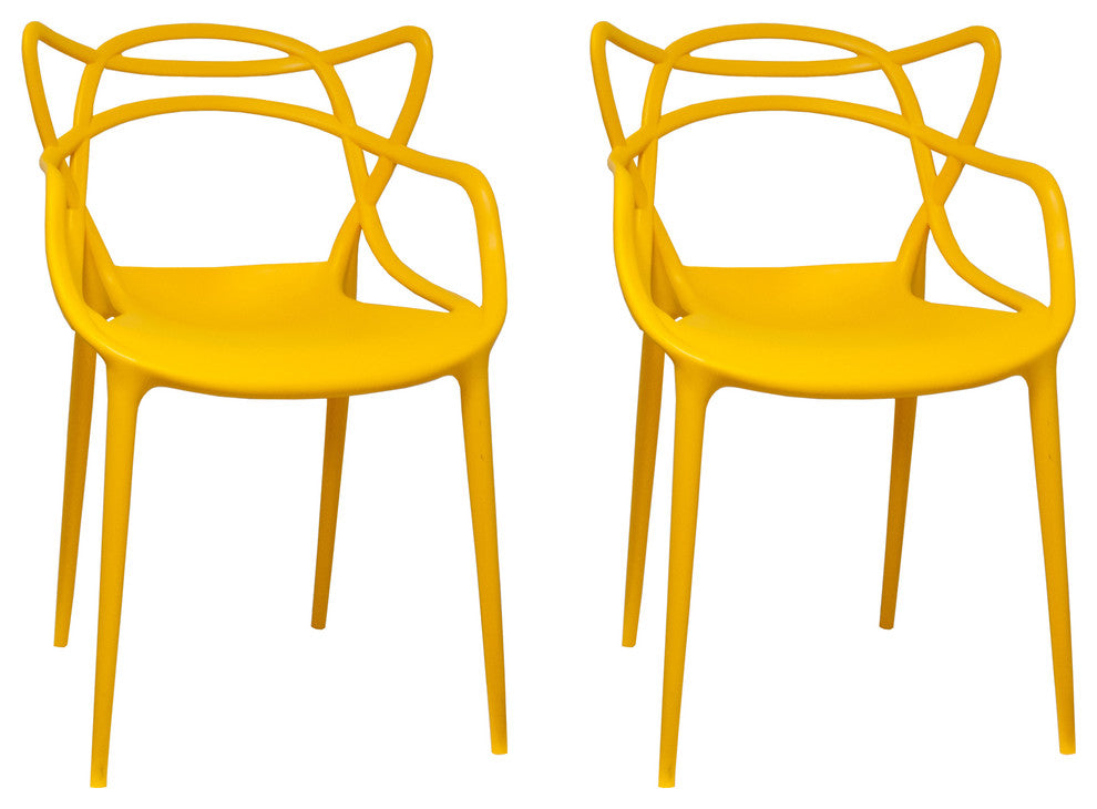 Mod Made Modern Plastic Loop Dining Chair, Set of 2, Yellow