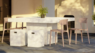 Mixx, Una 59" Square Dining Table, Ivory Terrazzo